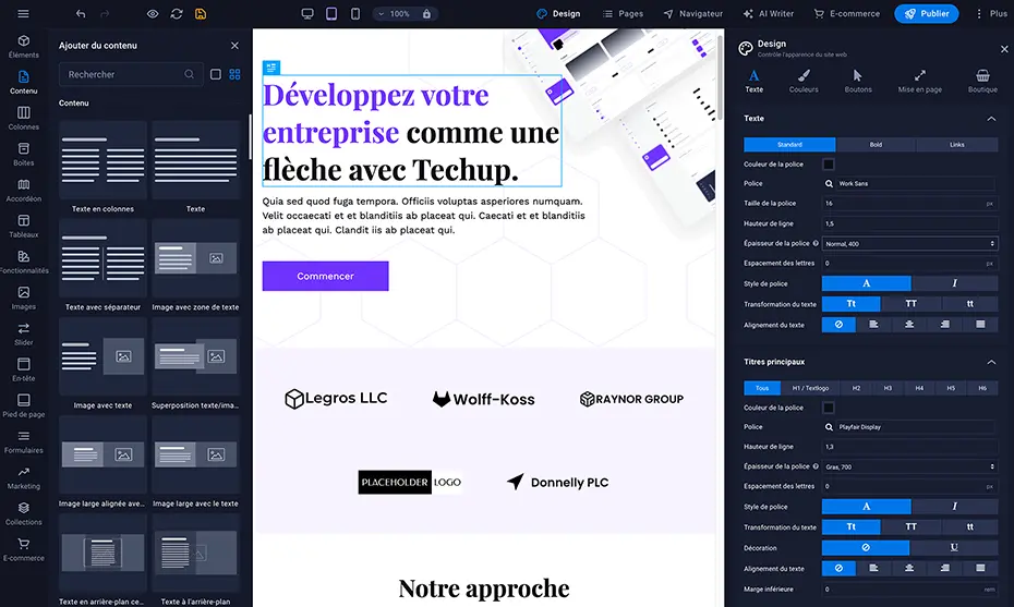 Capture d'écran de l'interface de SiteJet